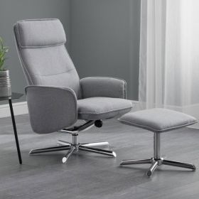 Recliner Chair with Stool in Grey Fabric - Aria Julian Bowen