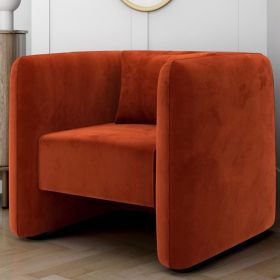 Square Burnt Orange Velvet Tub Chair - Fawn