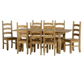 Extendable Dining Table & 8 Chairs in Pine