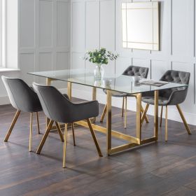 Set Of Minori Dining Table & 4 Lorenzo Grey Chairs