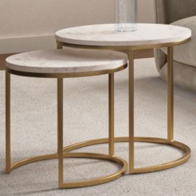 Marble Nest of Tables with Gold Base
