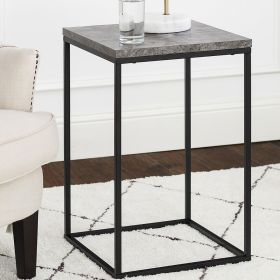 Dark Concrete Side Table with Black Legs