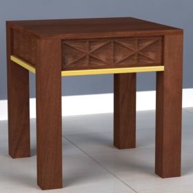 Dark Mango Wood & Gold Side Table