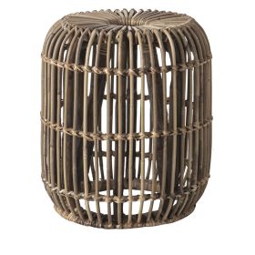 Small Wicker Side Table with Bent Wood Natural Finish