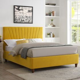 LPD Lexie Bed in Mustard Yellow Velvet - 2 Sizes