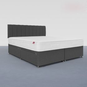 Super King 4 Drawer Divan Bed with Hybrid Mattress - Charcoal