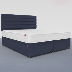Midnight Blue 4 Drawer Divan Bed with Comfort Mattress - 4 Sizes
