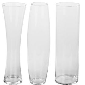 Heavy Duty Decorative Flower Glass Vase - 3 Styles