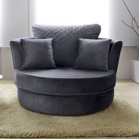 Bethan Velvet Swivel Chair - Dark Grey