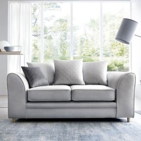Bethan Velvet 2 Seater Sofa - Light Grey