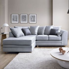 Bethan Velvet Corner Sofa - Left Arm Silver Blue