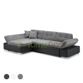 Molvin Fabric Corner Sofa with Storage - Black/Grey