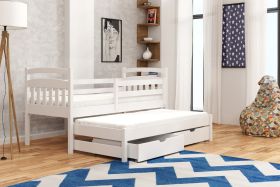 MAGELLAN Wooden 2 Drawers Storage Double Bed with Trundle - White