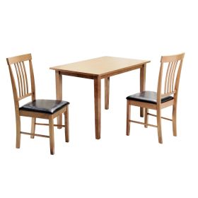 Roseville Decent Decor Small Dining Set with 2 PU Seating Chairs in Oak