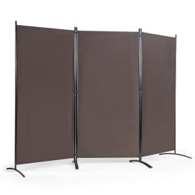 3 Panel Folding Room Divider-Brown