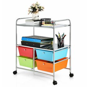 Utility Organiser Cart with 4 Plastic Drawers-Multicolor