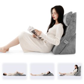 3 PCS Bed Wedge Pillow Set with Machine-washable Cover for Snoring-Grey