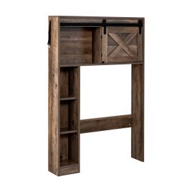 Over The Toilet Storage Cabinet with Sliding Barn Door-Brown