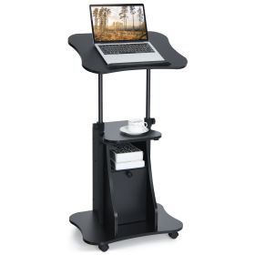 Mobile Laptop Table with Adjustable Height and Storage Cabinet