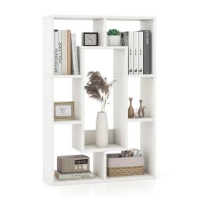 7-Cube Geometric Bookshelf Open Bookcase with Anti-Toppling Device-White