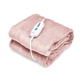 130 x 180 cm Electric Heated Blanket with 4 Heating Levels-Pink