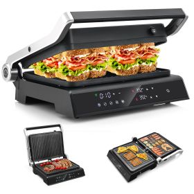 3 in 1 Indoor Grill with 180-degree Opening Design and 5 Auto Cooking Modes