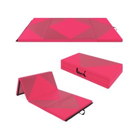 240cm PU Leather Folding Gymnastics Mat-Rose