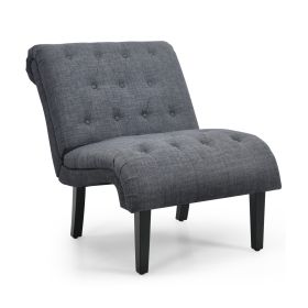 Modern Upholstered Accent Chair with Button Tufted Linen Fabric-Dark Grey