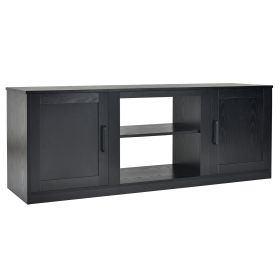 TV Stand for 65 Inches TVs with Storage Cabinets and Adjustable Shelves-Black