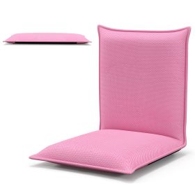 Folding Floor Chair with Reclining Function and 6 Adjustable Positions-Pink