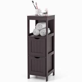 Bathroom Storage Cabinet with 2 Removable Drawers and Open Shelf-Dark Brown