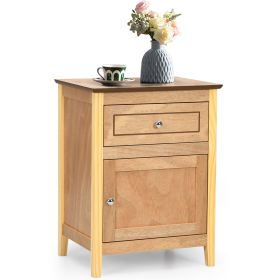 2-Tier Modern Badroom Nightstand with Drawer-Natural