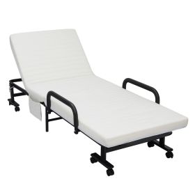 Folding Sofa Bed with Mattress-White