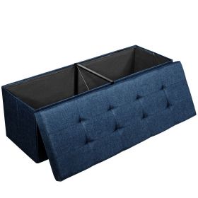 Folding Storage Ottoman Bench with Lid for Hallway-Navy