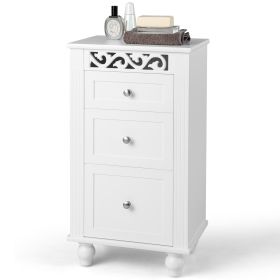 Bathroom Floor Cabinet with 3 Drawers for Living Room Bedroom-White