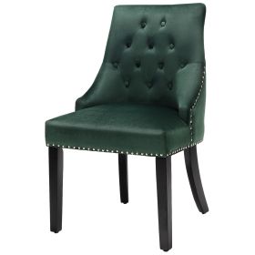 Modern Button-Tufted Velvet Studded Dining Chair with Nail head Trim-Green