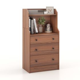 Modern Chest of Drawers Dresser with Shelves-Brown