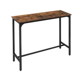 Counter Height Bar Table with Steel Frame and Footrest-Rustic Brown