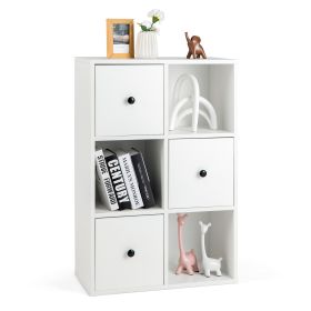 6 Cube Storage Bookcase with 3 Drawers for Living Room Bedroom-White