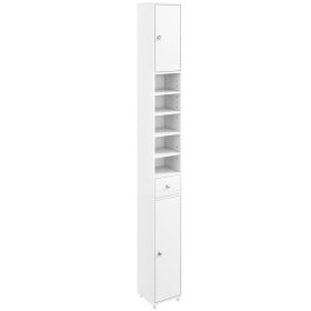 180CM Tall Freestanding Bathroom Cabinet with 2 Doors and 1 Drawer-White