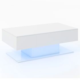 LED Coffee Table with 2 Drawers and Remote Control-White