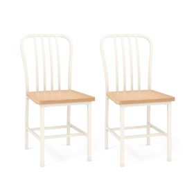 Kitchen Dining Chair Set of 2 with Ergonomic Seat and Footrest-White