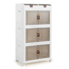 160 L Collapsible Storage Bins with Wheels and Magnetic Doors-White