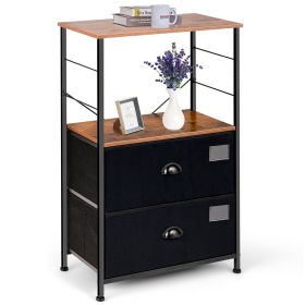 Metal Frame Cabinet Organiser for Home Bedroom -2 Drawersï¼‹Open Shelf