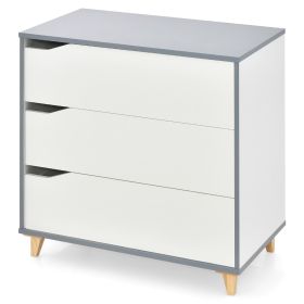 Modern 3 Drawer Chest Dresser with Large Storage Capacity Embedded Handle-White