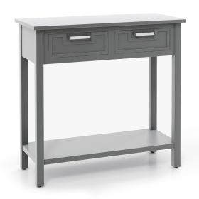 Modern Console Table 2 Drawer with Shelf-Grey