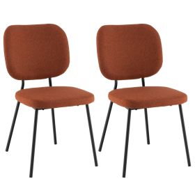Modern Fabric Dining Chair Set of 2 with Linen Fabric-Orange