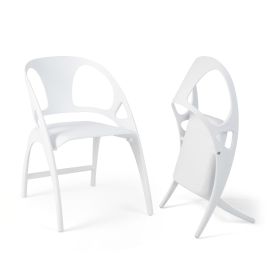 Set of 2 Folding Chair with Backrest and Armrest-White