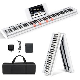 88-Key Folding Electric Piano Keyboard with Full-Size Lighted Key-White