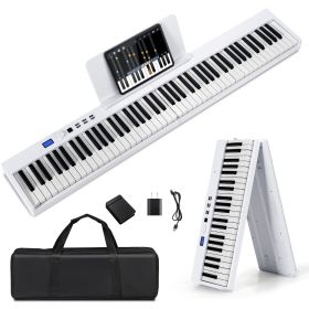 88-Key Foldable Full-Size Semi-Weighted Digital Piano Keyboard with MIDI-White